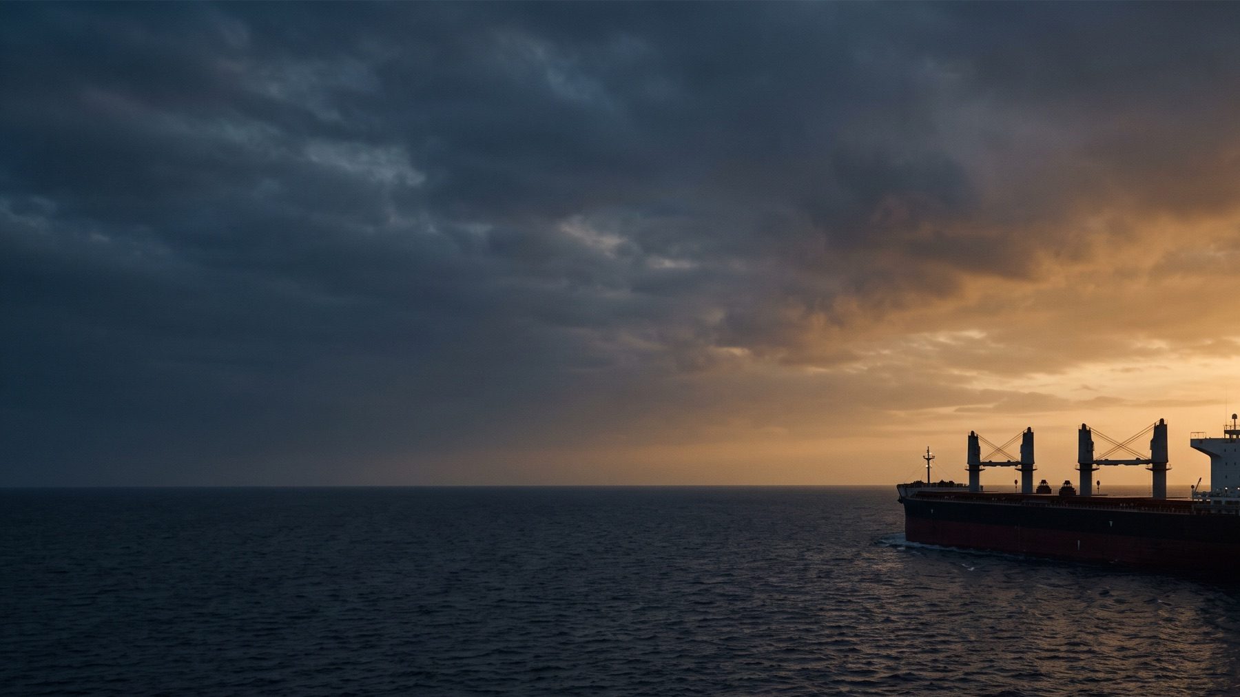 Open sea and horizon under a heavy cloud bank