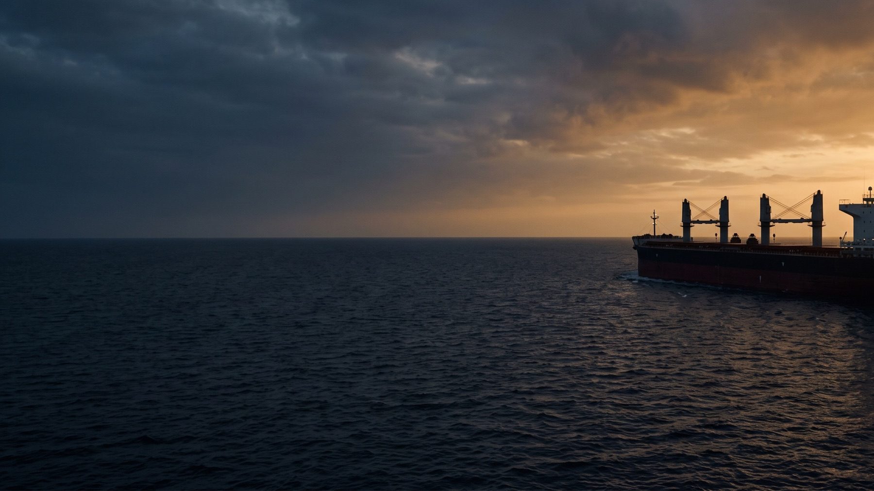 Vessel on the horizon seen across open water